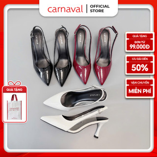  Giày Cao Gót 7cm Mũi Nhọn Carnaval Khuyên Eo Trong Suốt Da Bóng Siêu Sang - VS118 