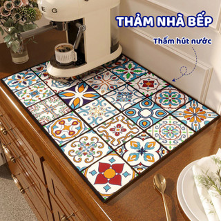 Thảm Nhà Bếp Thấm Hút Nước Nhanh Khô Thảm Lót Ly Thấm Nước Cho Nhà Bếp Chất Liệu Da Đế Cao Su Chống Trượt 