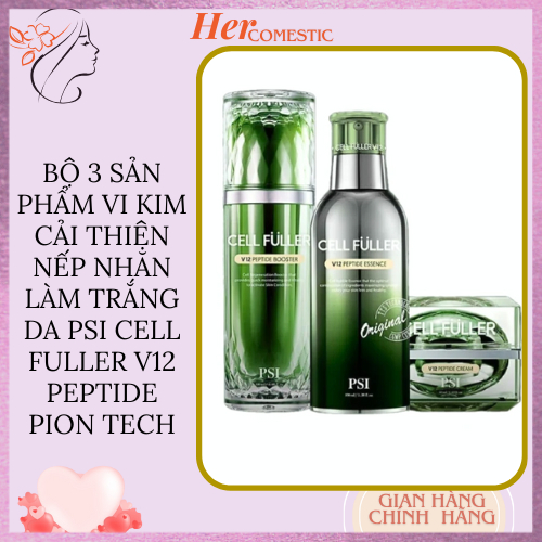 BỘ 3 SẢN PHẨM VI KIM CẢI THIỆN NẾP NHĂN LÀM TRẮNG DA PSI CELL FULLER V12 PEPTIDE PION TECH