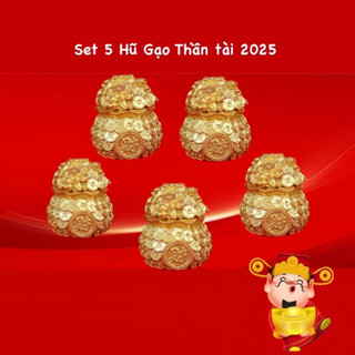 【Hot Set 5 Hũ Đựng Muối Gạo Tài Lộc Đầu Năm Mới 2025 - Túi Thần Tài May Mắn Trang Trí Ban Thờ, Bàn Làm Việc Tết 2025