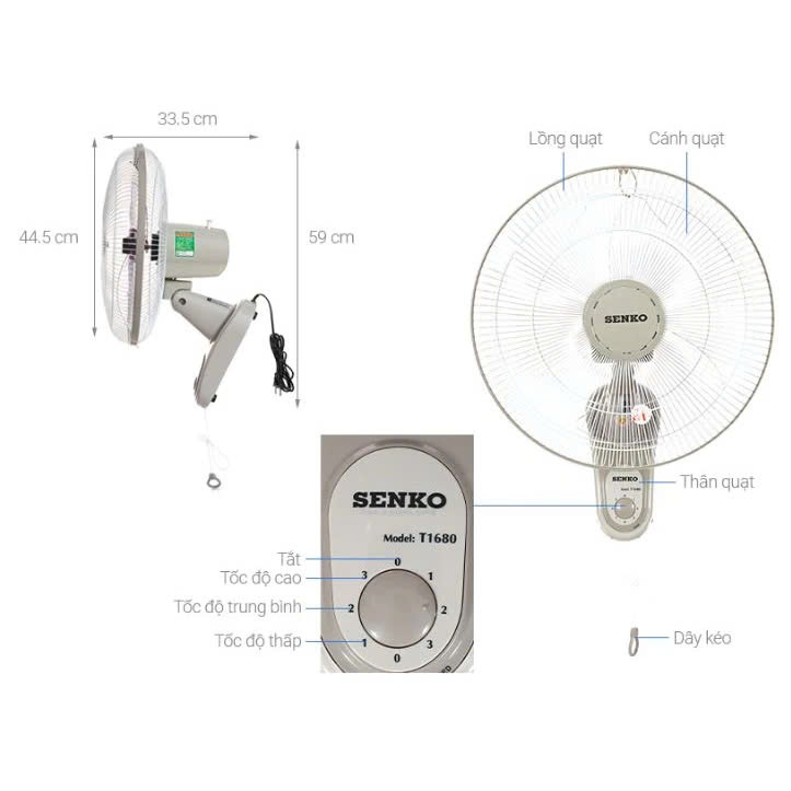 Quạt Treo SENKO T1680-Hàng Chính Hãng - Màu Ngẫu Nhiên