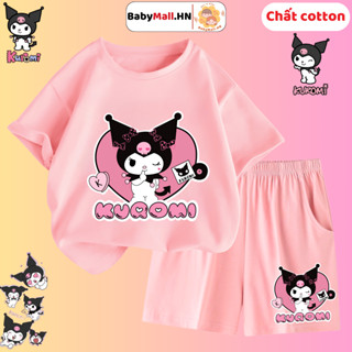 Bộ quần áo hình Kuromi cho bé gái BABYMALL set đồ bộ thun cho bé chất cotton co dãn thoáng mát