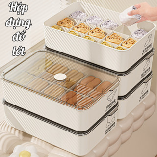 Hộp Đựng Đồ Lót, Tất Vớ TRENDY Chia Ngăn Có Nắp Chống Bụi, Khay Đựng Đồ Đa Năng Chia Ngăn Gọn Gàng, Tiết Kiệm Diện Tích