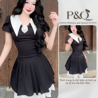  Đầm hoa nhí cổ én vai bèo dáng xoè dài hai lớp có cúp ngực có bigsize | vd50 