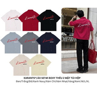 Áo Sơ Mi Boxy Karants Thêu 2 Mặt Túi Hộp Local Brand Streetwear Hot Trend