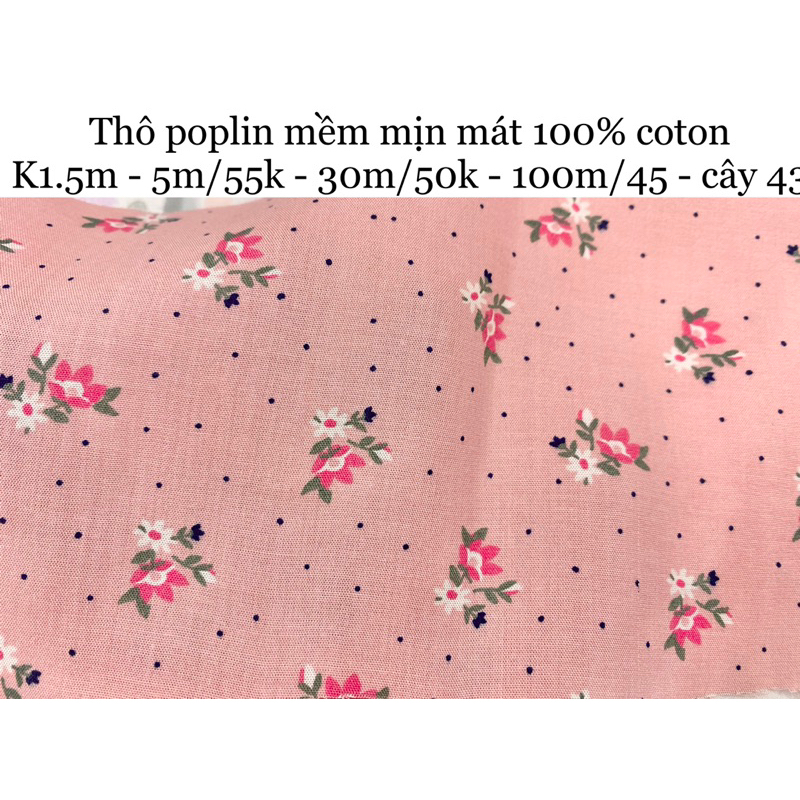 [vaihoa2015] Thô POPLIN đẹp mướt mát xịn - Sỉ 43k/m