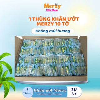 Thùng 100Gói Khăn ướt Merzy 10 tờ,  không mùi  mini tiện lợi