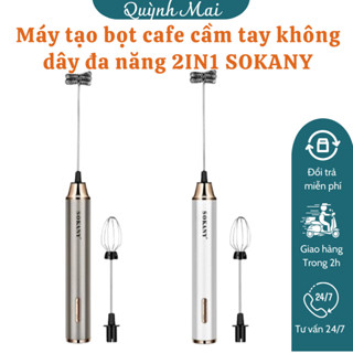 Máy đánh trứng, tạo bọt cà phê cầm tay không dây đa năng 2IN1 MINIIN SOKANY SK-02018