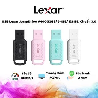 USB Lexar JumpDrive V400 32GB/ 64GB/ 128GB, Chuẩn USB 3.0, Tốc độ đọc 100Mb/s, bảo hành chính hãng 2 năm