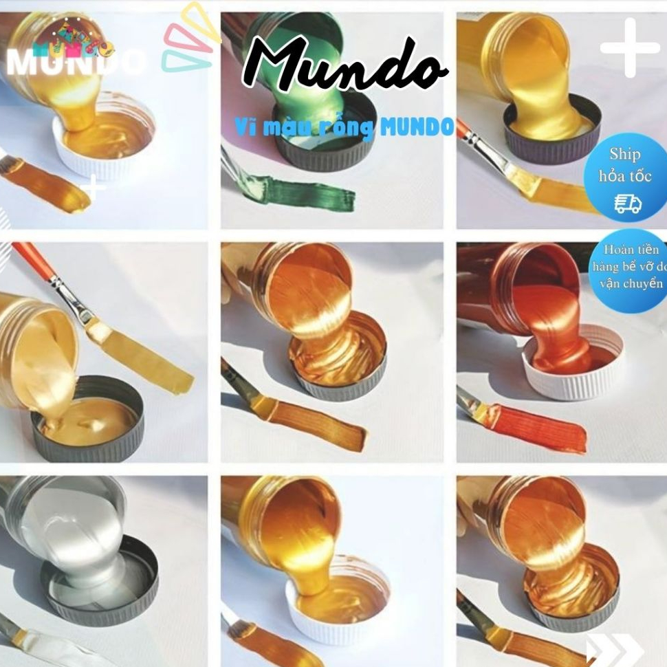 Màu Tô Tượng Phật, Vẽ Dừa Tết 50ml Nhũ Vàng, Nhũ Bạc, Nhũ Hồng, Acrylic 7D,Vẽ Tranh Tường, Trang Trí