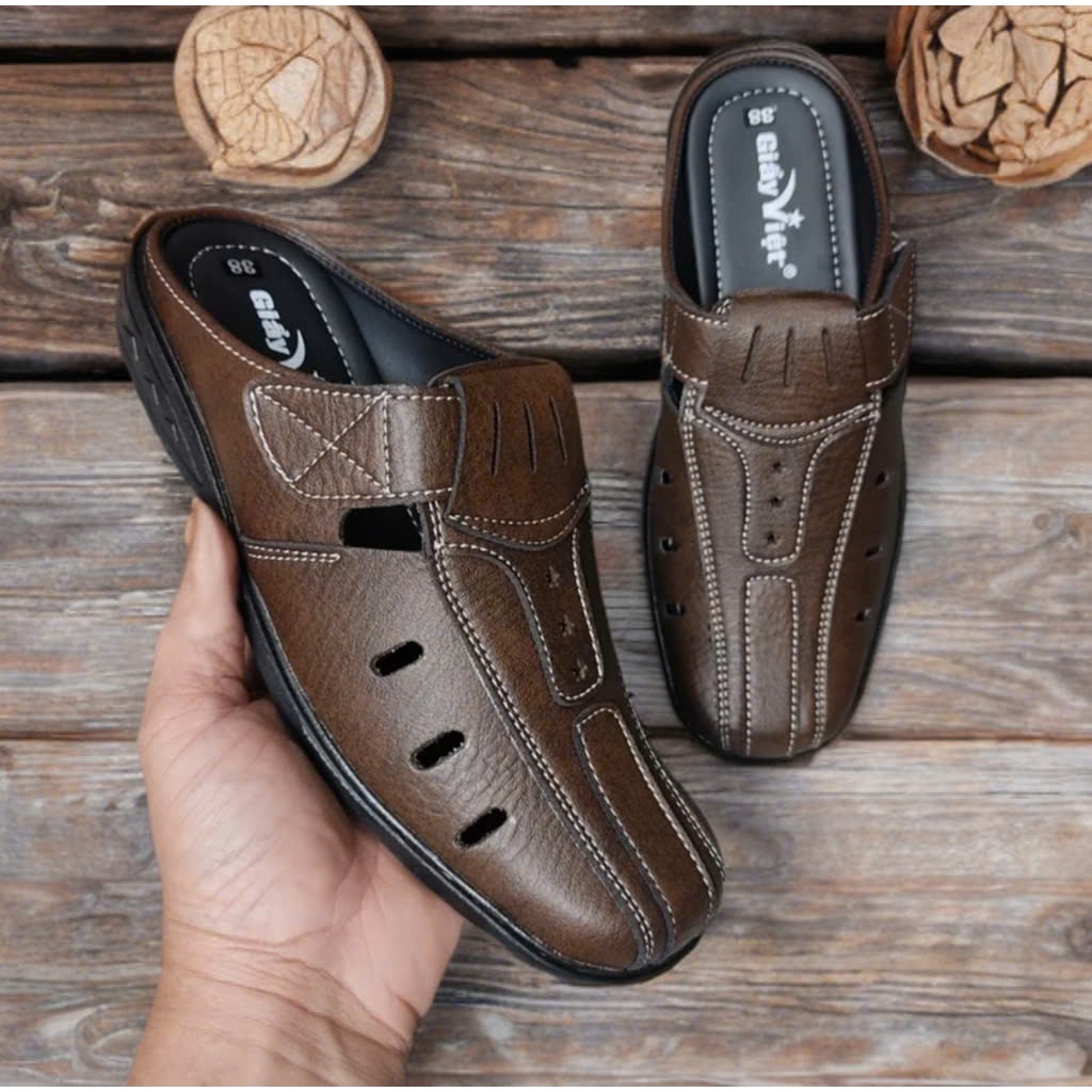 Giày nam không gót đục lỗ - giày lười trung niên size từ 38 đên 43 khâu đế chăc chắn thích hợp đi hằng ngày đóng hộp