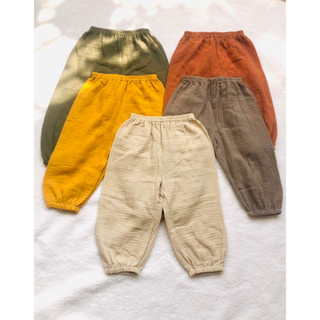 quần bom, quần chống muỗi vải Xô muslin nhiều màu cho bé trai, bé gái