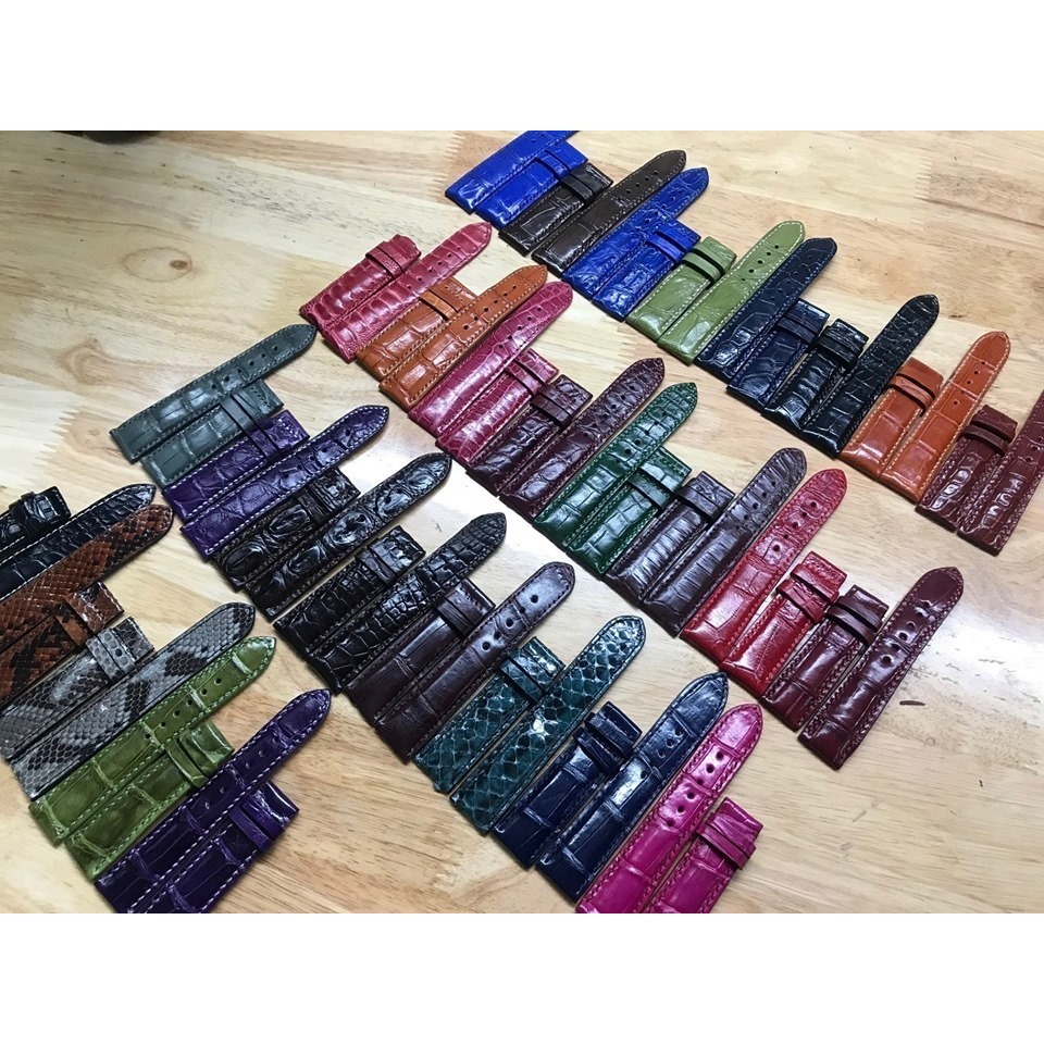 DÂY ĐỒNG HỒ CÁ SẤU THẬT SIZE 19MM, KHÂU TAY