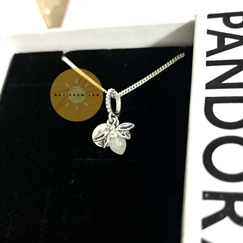 CHÍNH HÃNG - PANDORA Glow-in-the-dark Firefly Dangle Charm & Necklace (Silver Sterling) - Dây chuyền