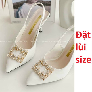 Giày cao gót /Giày Nữ 7 Phân Mặt Đá Vuông  Cao Cấp Chất Da Siêu Mềm Mại kèm Video ảnh thật (Đặt lùi 1 SIZE)