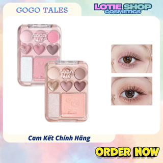 Bảng Phấn Mắt Kèm Highlight Và Má Hồng 3in1 GOGO TALES Trái Tim CAT THEME SERIES GT609