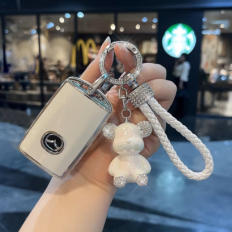  Ốp bọc chìa khoá ô tô Mazda 3 CX3 CX30 - 2020 - 2023 CX8 2022 2023 CX5 2023 Chìa Vuông-Viền Bạc Minh Thu Yêu Xe 