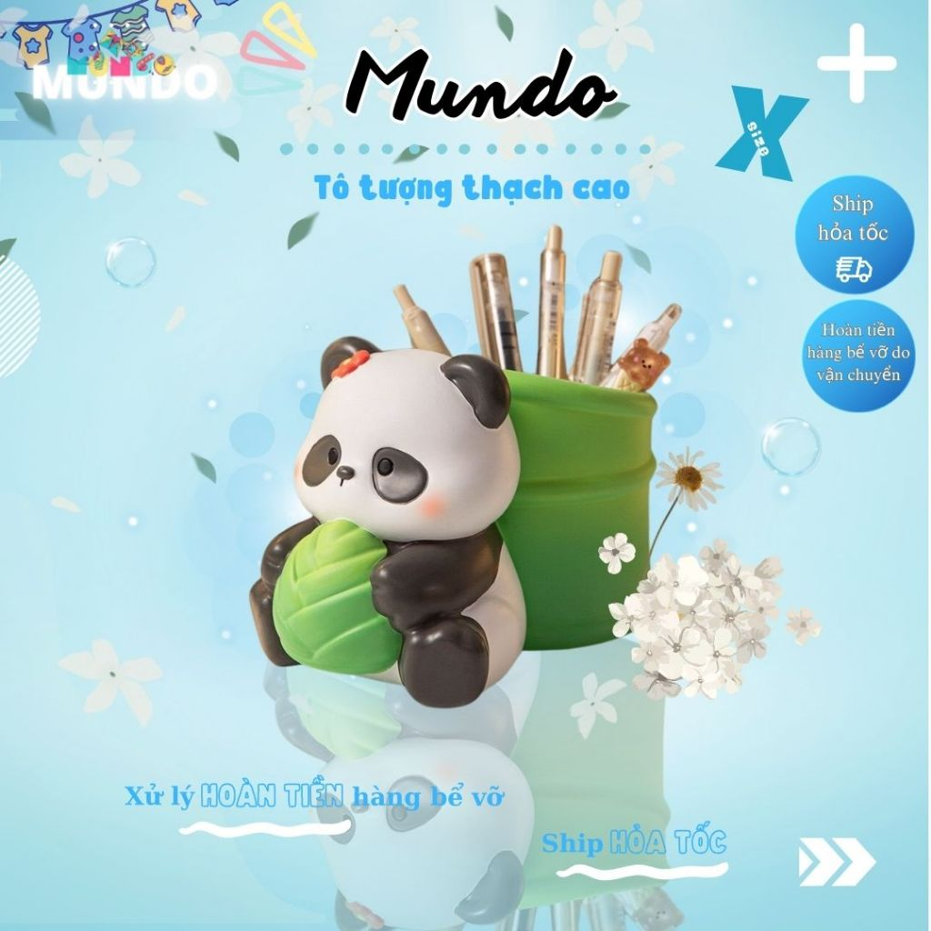[MUNDO] Tô Tượng Thạch Cao Ống Bút Gấu Trúc SIZE X 029 – Panda Cute, Tượng Tô Màu DIY Cho Bé