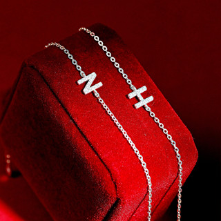 KL0325 Lắc Tay Bạc Nữ Alphabet Bracelet Dây Xích Chữ Cái Full Đá Tấm 1.5ly by Kylan Silver