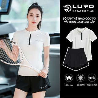 Bộ tập thể thao ngắn [Luro S13], đồ tập gym, pickleball, yoga với áo phối lưới và quần 2 lớp