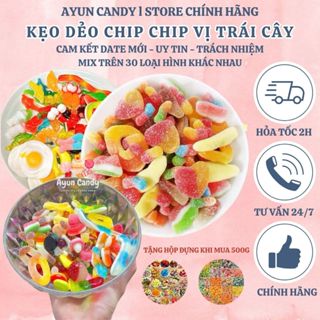 [TẶNG HỘP ĐỰNG KÈM 100G] Kẹo Dẻo Chip Chip Vị Trái Cây Mix Nhiều Loại Hình, Kẹo Dẻo Chíp Chíp
