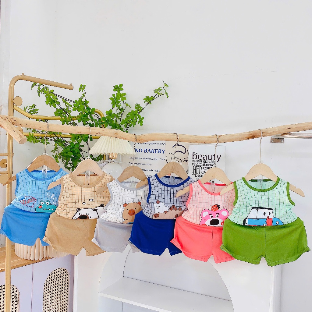 Bộ Ba Lỗ Bé Trai, Bé Gái Thun Lanh In Hình Đáng Yêu Từ Sơ Sinh đến 15kg - JKIDS