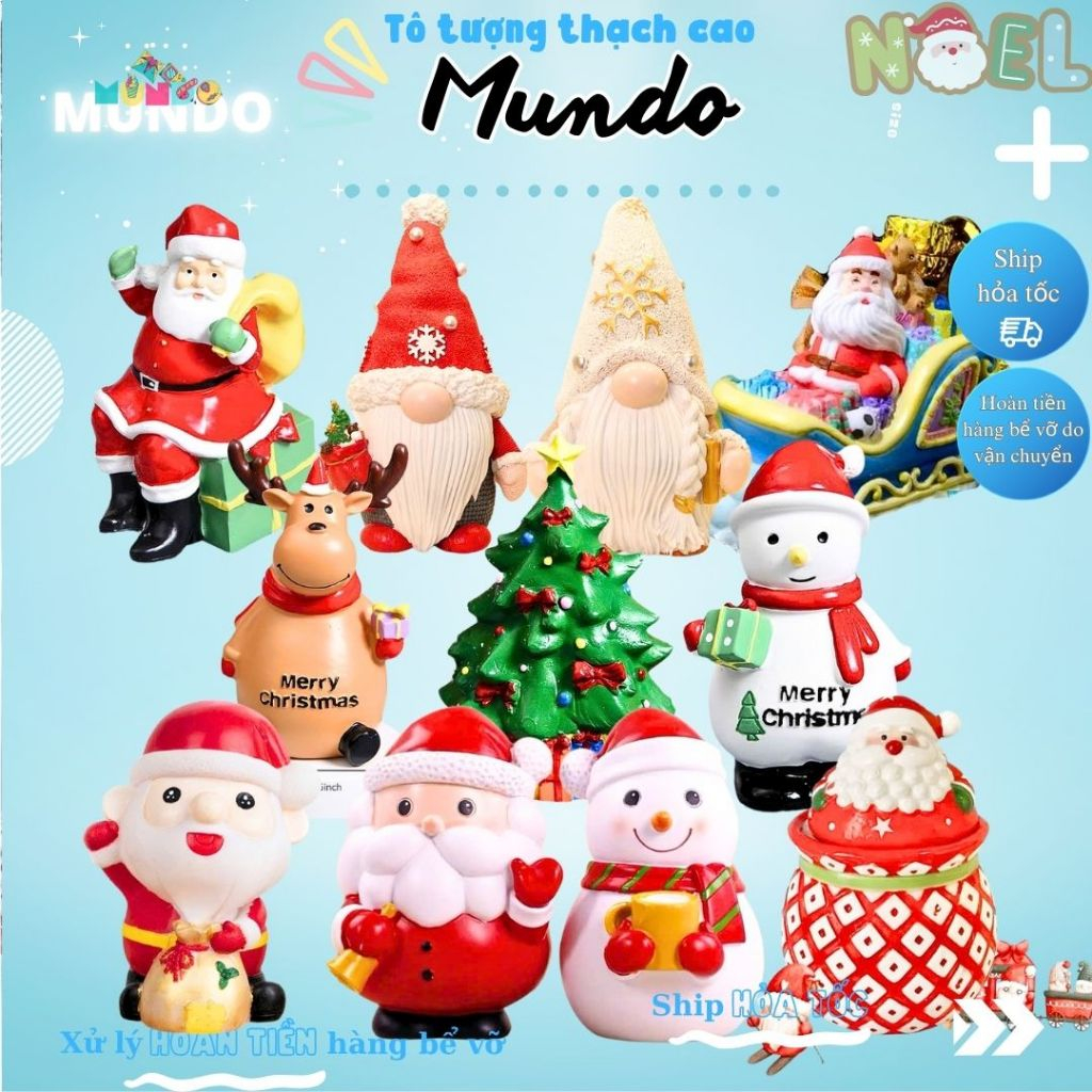 [MUNDO] Tô Tượng Thạch Cao Noel Người Tuyết & Cây Thông – Mẫu Decor Giáng Sinh DIY Cho Bé