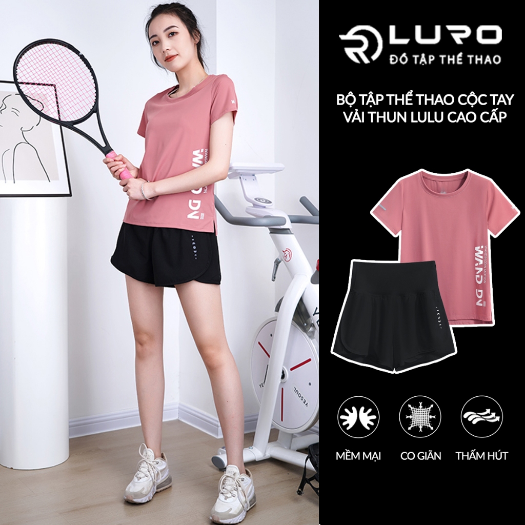 Bộ tập gym yoga nữ ngắn [Louro S11], mẫu đồ thể thao tiện lợi thoải mái với quần 2 lớp có túi khóa