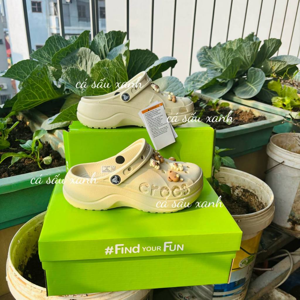 Dép sục Cross chữ, sục Baya Platform đế cao 5cm, tặng charm siêu xinh như ảnh full tag độ hoàn thiện cao
