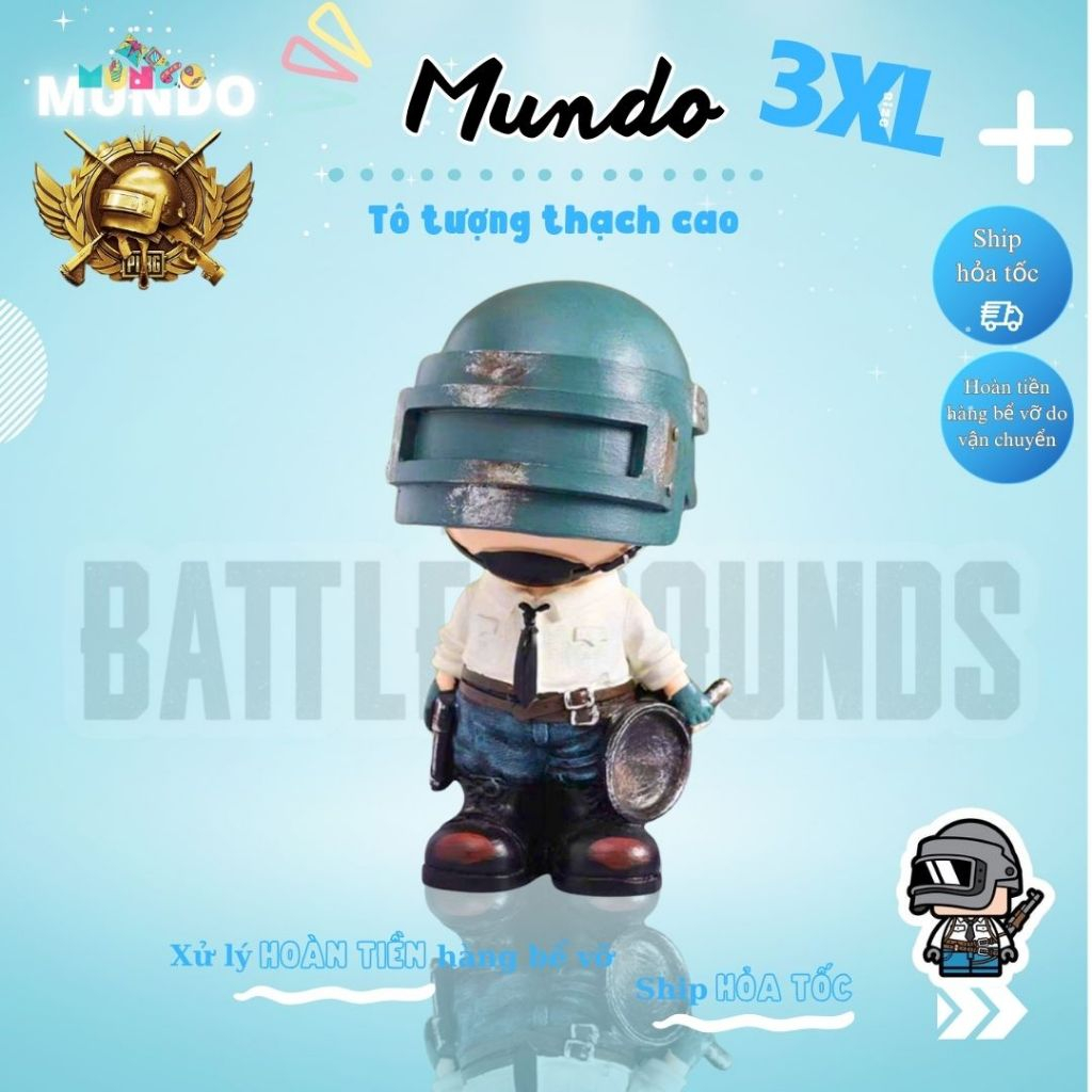 [MUNDO] Tô Tượng Thạch Cao PUBG / Free Fire SIZE 3XL – Tượng Tô Màu Lửa Chùa, Đồ Chơi DIY Cho Bé