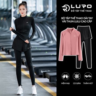 Bộ tập thể thao dài [Luro S3D], đồ tập gym, pickleball, yoga với áo khoác khóa kéo và quần 2 lớp
