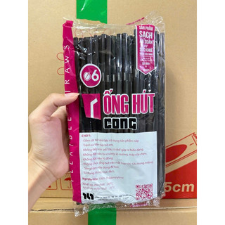 [SỈ GIÁ RẺ] ỐNG HÚT CONG TRẮNG ĐEN - 1 bịch 80 ống