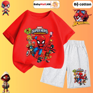  Bộ quần áo hình Người Nhện Spiderman cho bé trai BABYMALL set đồ bộ thun cho bé chất cotton co dãn 