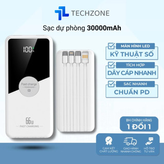 Bộ Sạc Nhanh dự phòng 30000mah sạc nhanh 100w pin dung lượng lớn tích hợp dây sạc cho điện thoại