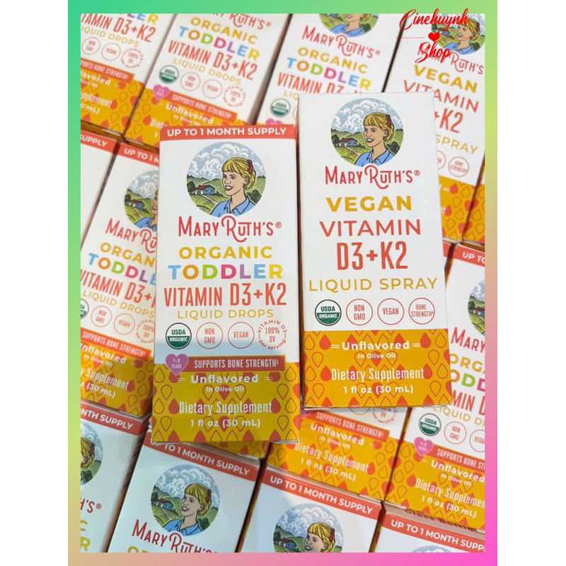 TOBSDD Vita D3k2 Mary ruth’s Mỹ dạng giọt và xịt cho bé