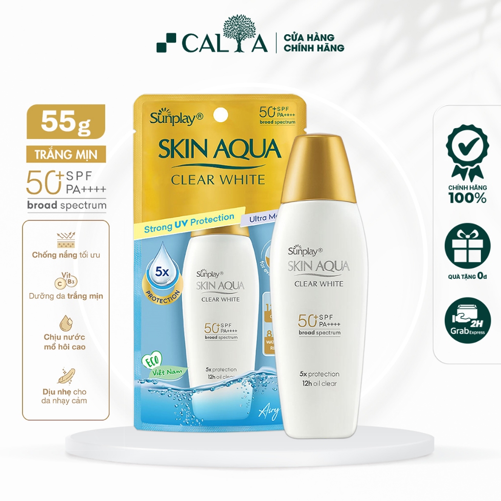 Kem Chống Nắng Sunplay Skin Aqua Kiềm Dầu, Dưỡng Trắng Skin Aqua Clear White SPF50+, PA++++ 25g/55g