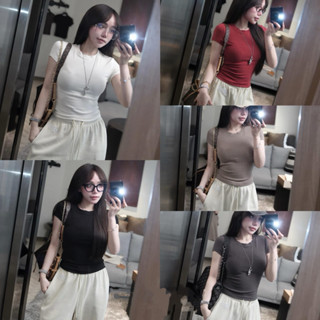 [Có size] ÁO CỔ TRÒN TAY NGẮN TRƠN, CÓ THẮT EO TÔN DÁNG CHẤT VẢI RÍP QUẢNG CHÂU LOẠI 1 CO GIÃN, MÁT FORM ĐẸP