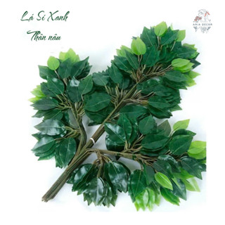 Combo 12 Cành Lá Si Giả (xanh, xanh viền trắng) - làm cây si giả, cắm điểm, trang trí sự kiện