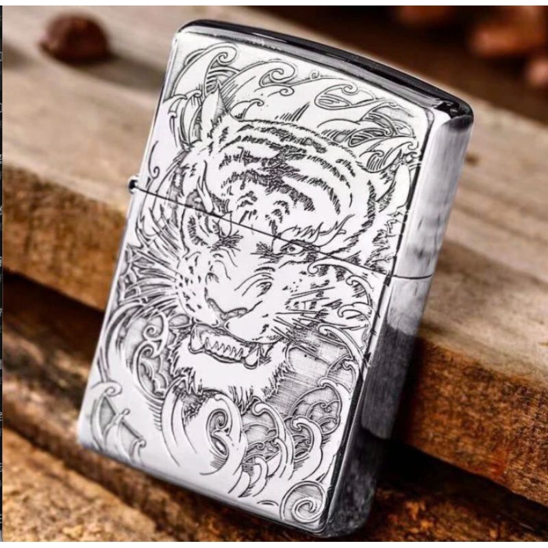 Vỏ Zippo Chính Hãng, Vỏ Zippo Bạc Khối Steling Chủ Đề Mãnh Hỗ