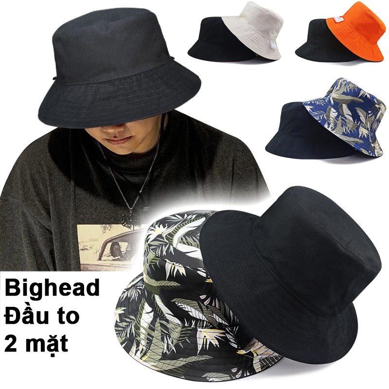 Mũ bucket 2 mặt, nón tai bèo rộng vành big size cỡ lớn cho nam đầu to (chu vi 60-65cm)