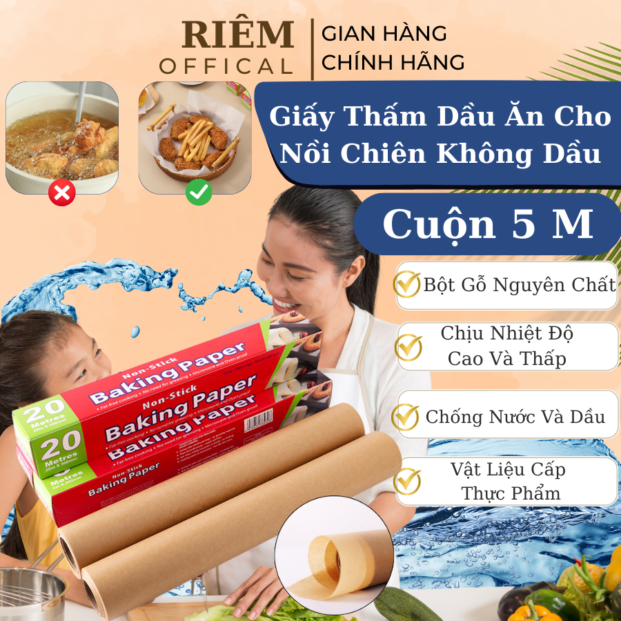 Giấy Thấm Dầu Thực Phẩm Cho Nồi Chiên Không Dầu Giấy Nến Nướng Bánh Thấm Hút Dầu Mỡ RIEM