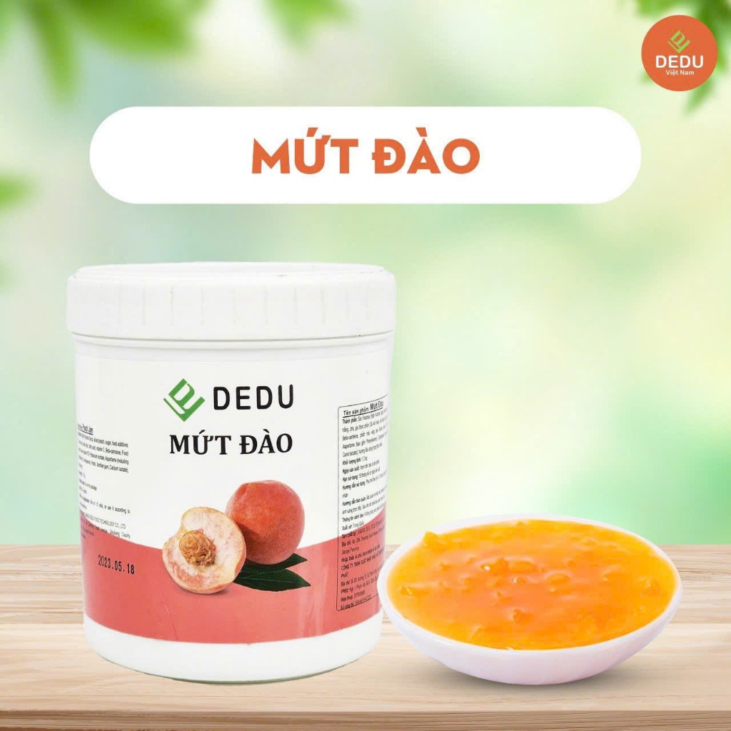 MỨT ĐÀO DEDU 1.2KG-NGUYÊN LIỆU PHA CHẾ NGON- NHIỀU THỊT QUẢ