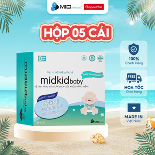 Gạc rơ lưỡi MidkidBaby hộp 15 gói ướt cho bé sơ sinh giúp làm sạch răng nướu lưỡi, tiêu chuẩn ISO 5*