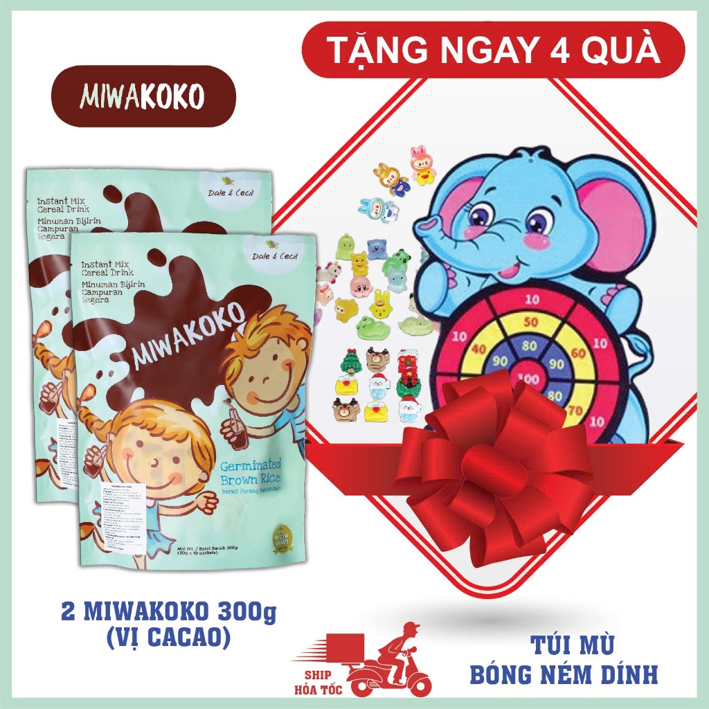 2 Túi Sữa Công Thức Hạt Thực Vật Hữu Cơ MIWAKOKO Vị Cacao Túi 300g Date 30/03/2026
