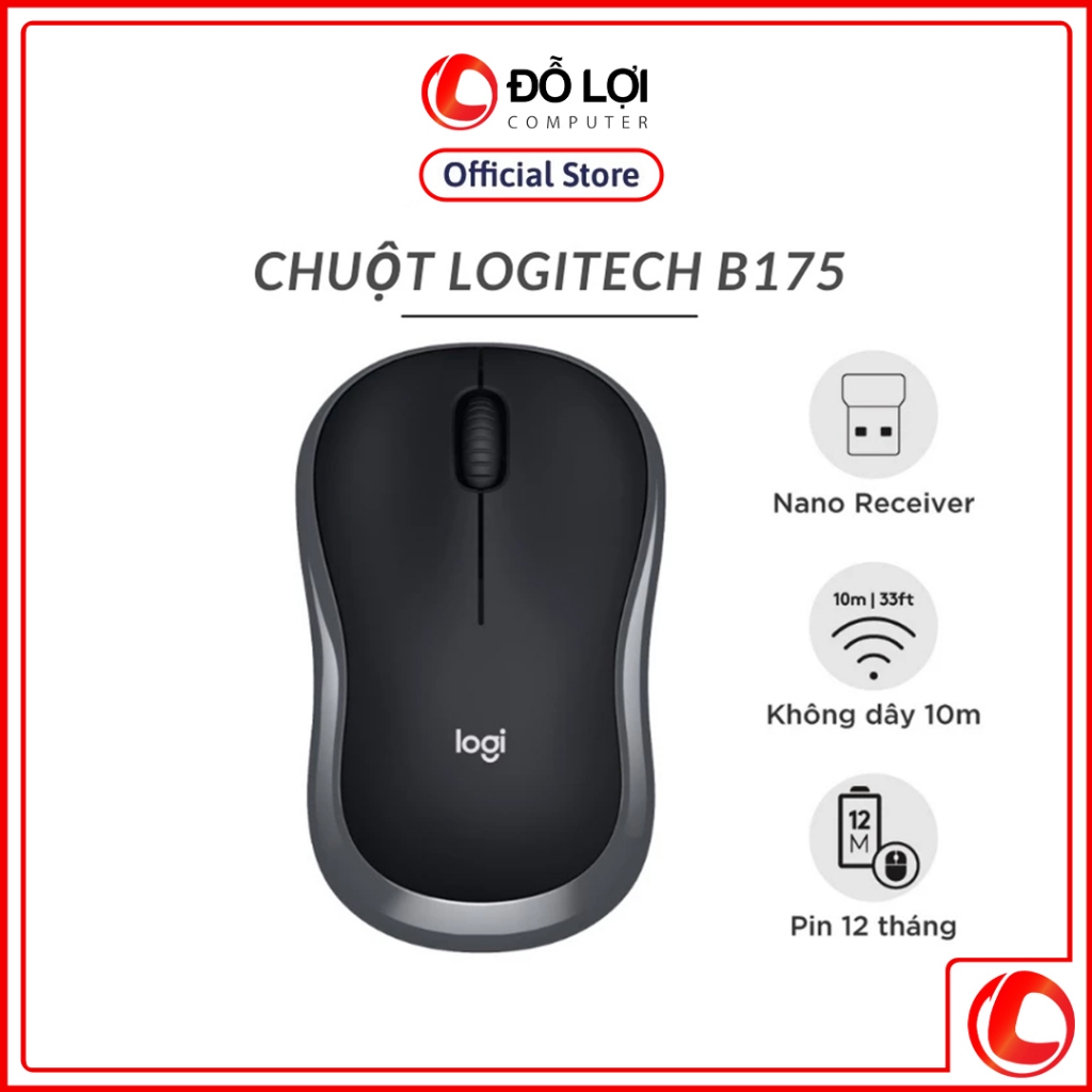 Chuột Không Dây Logitech B175 - Optical Wireless | Chính Hãng | DLC