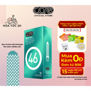 Bao cao su gai CARE 46 bcs có gai siêu mỏng Kéo Dài Thời Gian, tăng cường gel bôi trơn hộp 12 chiếc