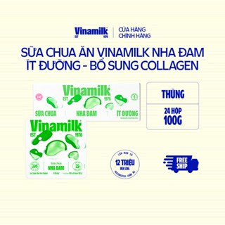[CHỈ GIAO HCM+HN] Thùng 24 hộp Sữa chua ăn Vinamilk vị nha đam Bổ Sung Collagen ít đường- hộp x 100g