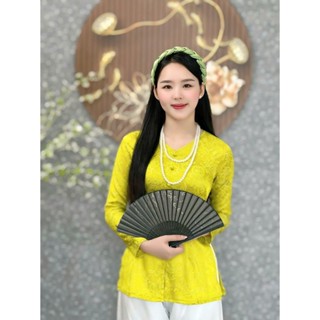 Hân Nguyễn Áo Bà Ba  - B.A131 - Áo Bà Ba Gấm Tơ Phượng Hoàng Cổ Tim Dây Kéo