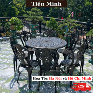 Bộ bàn ghế ban công ngoài trời Tròn Nhôm đúc Bàn ghế sân vườn ngoài trời Bàn ghế ngoài trời - HP37