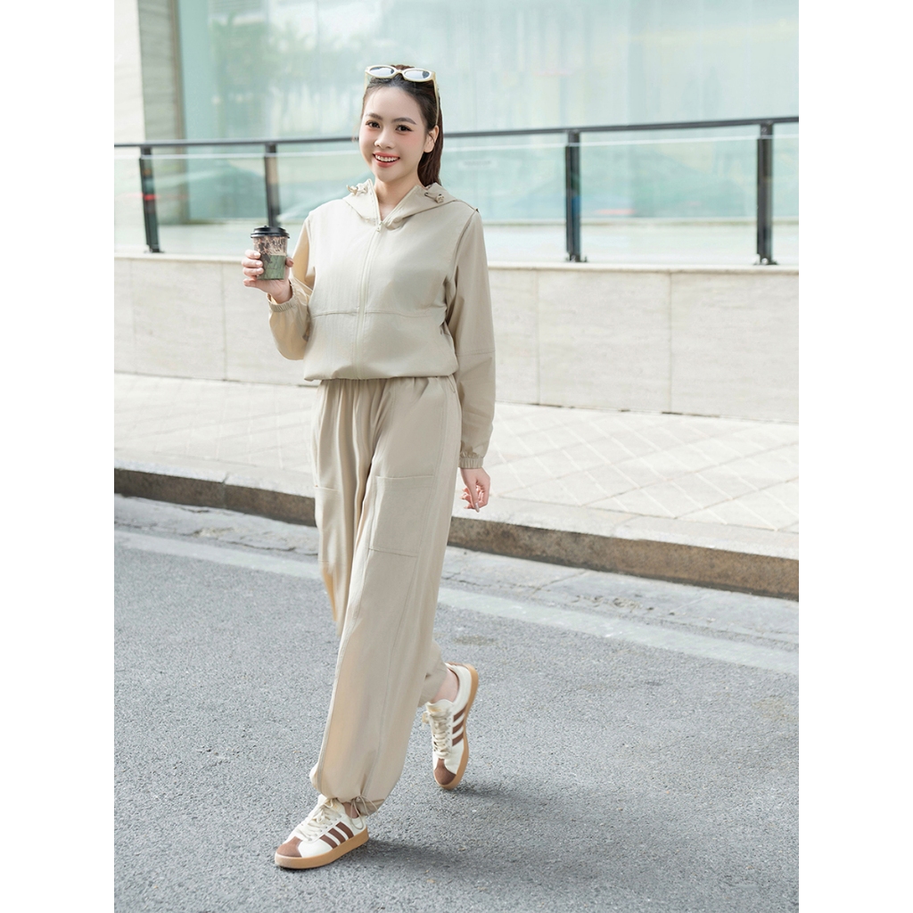 WINNY - BỘ ĐỒ GIÓ NỮ WINNY THỂ THAO ÁO KHOÁC CÓ MŨ QUẦN DÀI – 1MNGO25061K